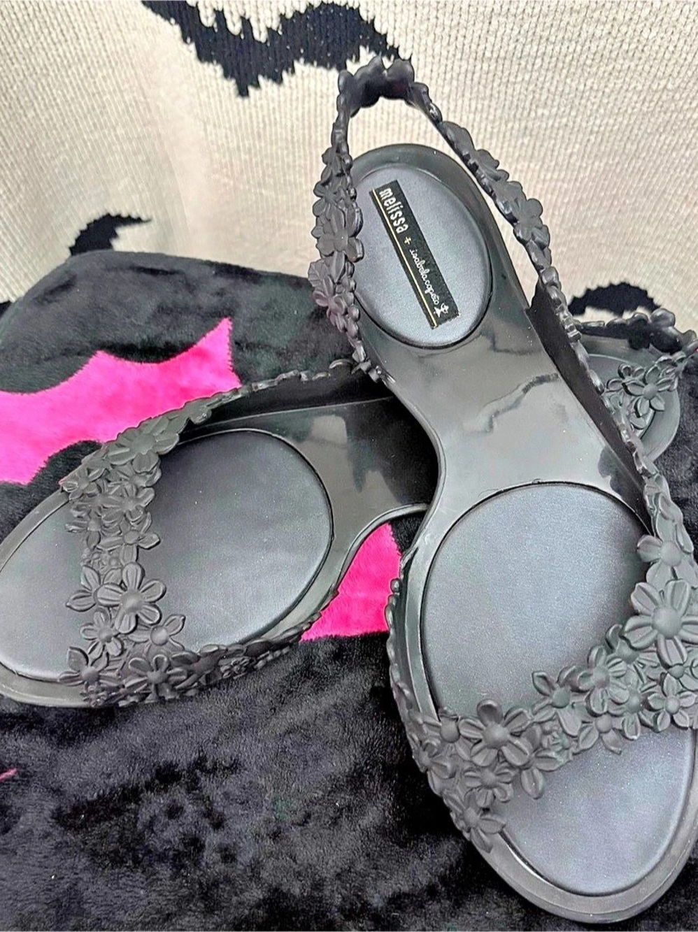 Melissa Panc Sandal + Isabela Capeto Floral Black Sandals EU 37